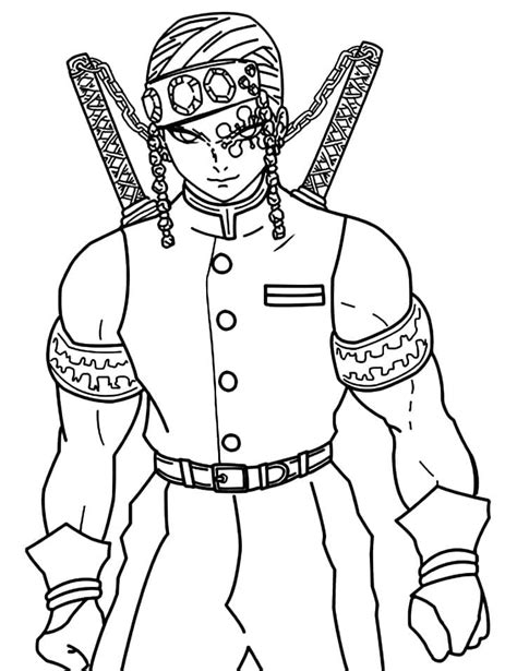 Tengen Uzui Demon Slayer Coloring Page Colouring Pages Printable Hot