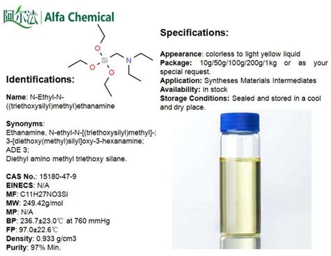 중국 N 에틸 N 트리에 톡시 실릴 메틸 에탄 아민 ADE 3 CAS 번호 15180 47 9 제조업체 무료