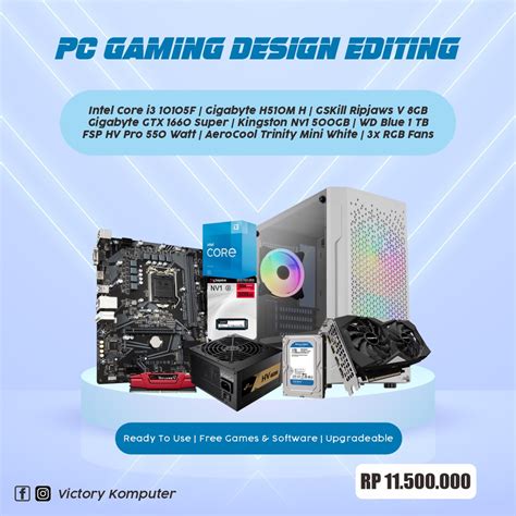 Jual Pc Rakitan Intel Core I Gaming Design Editing Render Live