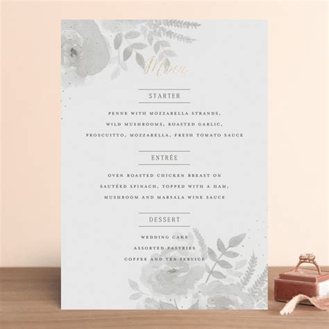 Watercolor Floral Foil Pressed Menus By Jill Means Minted