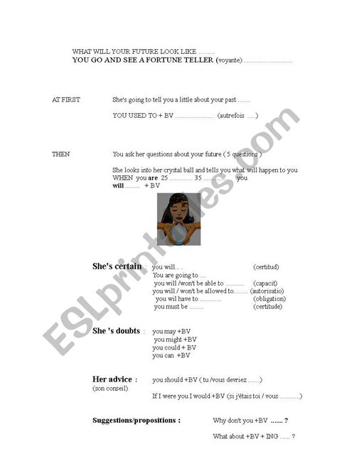 Fortune Teller ESL Worksheet By BOCCORO60