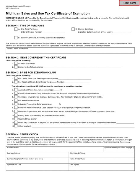 Michigan Sales Exemption Form Exemptform