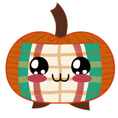 Kawaii Chibi Plaid Pumpkin Graphic · Creative Fabrica