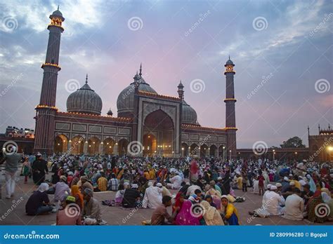 Gathering At Jama Masjid In Evening Stock Photo Image Of Great