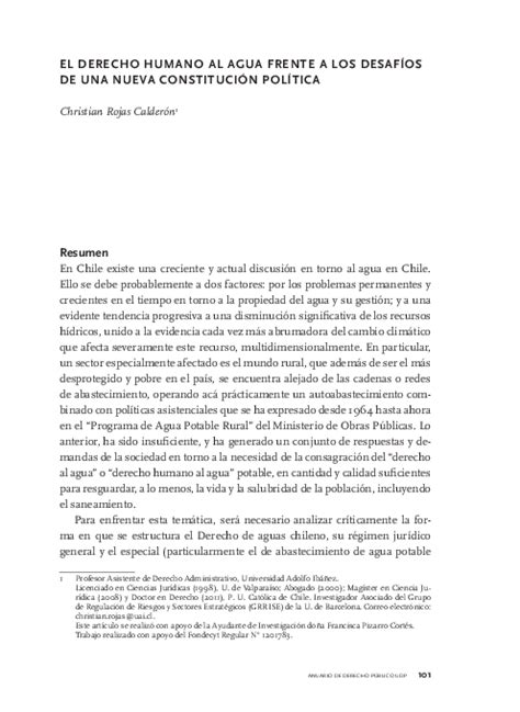 Pdf El Derecho Humano Al Agua Frente A Los Desafíos De Una Nueva