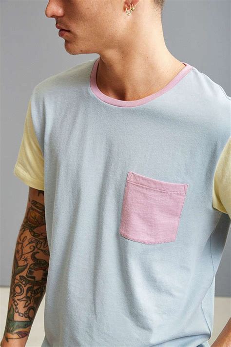 Uo Standard Fit Colorblock Pocket Tee Pocket Tee Tees Color Blocking