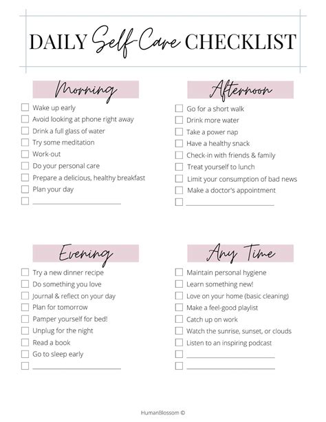 Buy Printable Daily Self Care Checklist Digital Download Online In