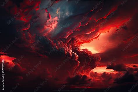 Black Red Abstract Background Toned Fiery Red Sky Flame And Smoke