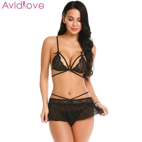 Avidlove Mulher Sleepwear Lingerie Sexy Conjunto De Renda G String