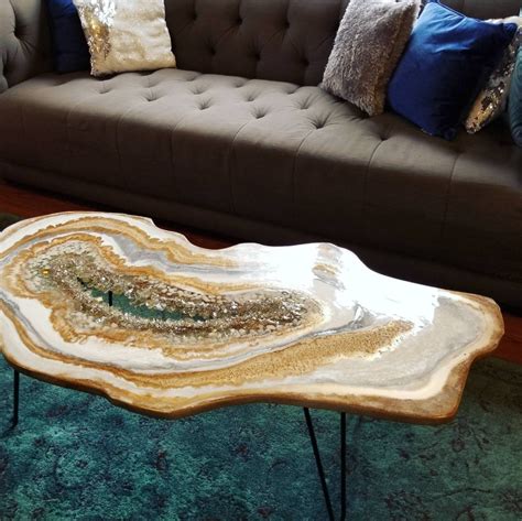 Geode Table Resin Epoxy Side End Coffee Commission Large Etsy Diy