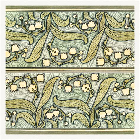 Art Nouveau Lily Of The Valley Flower Pattern Design Resource Premium