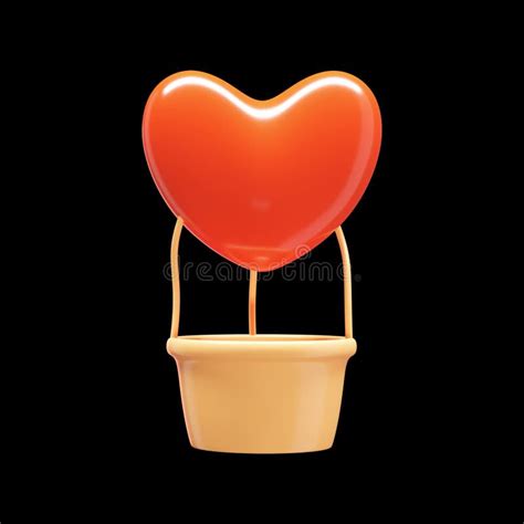 3D Render Of Heart Shape Hot Air Balloon Element On Black Stock Illustration Illustration Of