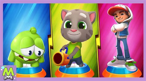 Talking Tom Blast Park vs Om Nom Parkour vs Hoverboard Heroes Самые