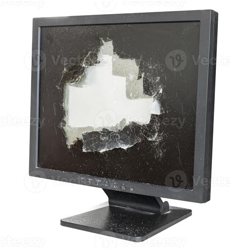 broken monitor with damaged glass screen isolated 12575740 Stock Photo ...