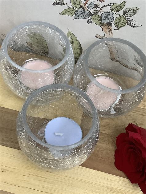 Cracked Glass Tea Light Holders Etsy