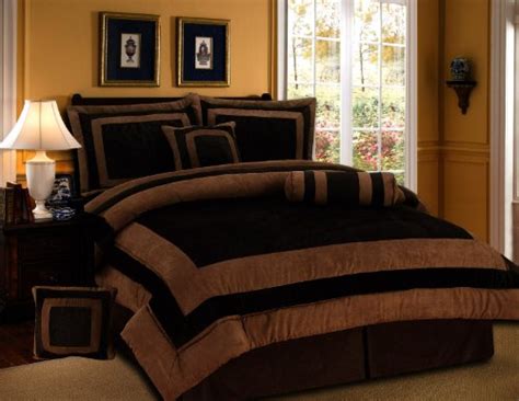 King Size Bedding Sets 7 Pieces Chocolate Brown Suede Comforter Set King Bedding Set Bed In A