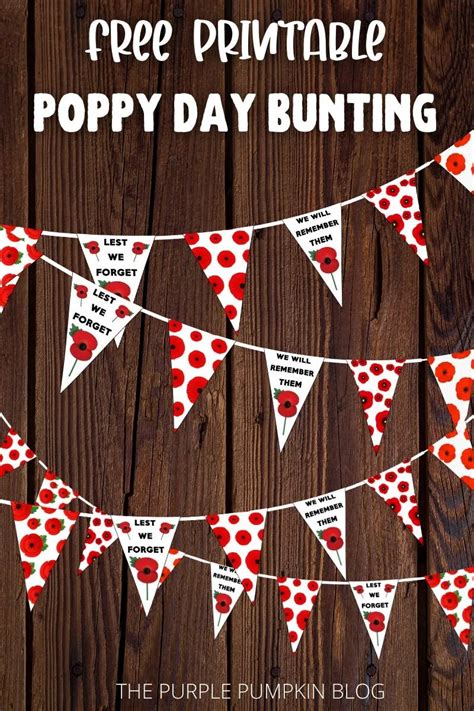 Free Printable Poppy Bunting For Remembrance Day Poppy Day