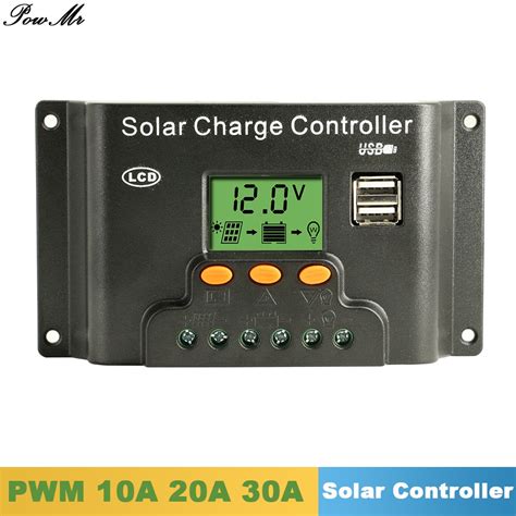 10A 20A 30A Solar Charge Controller PWM Back Light LCD Display Solar