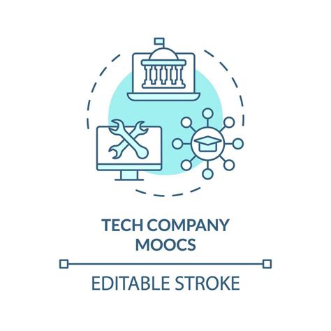 2d Editable Blue Icon Tech Company Moocs Concept Monochromatic Isolated Vector Mooc Thin Line