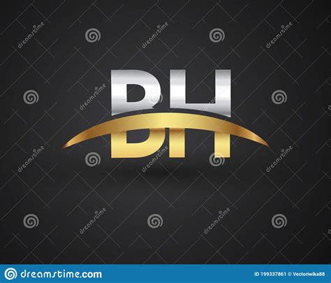 Nome Inicial Da Empresa De Logotipo Bh Dourado Colorido E Desenho De