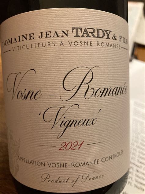 2020 Domaine Jean Tardy et Fils Vosne Romanée Vigneux France Burgundy