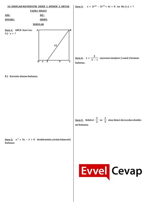 S N F Matematik D Nem Yaz L Sorular