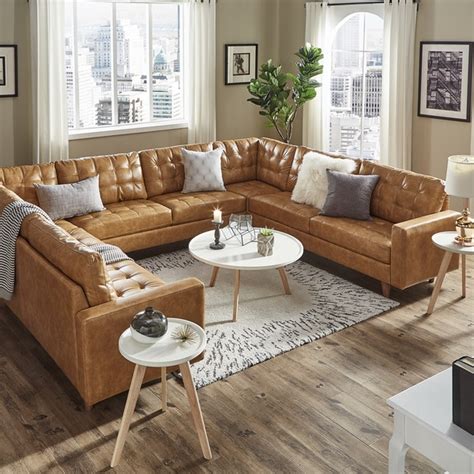 Pin By Karyne Bazzano On New Townhouse U Shaped Sectional Brown Sofa