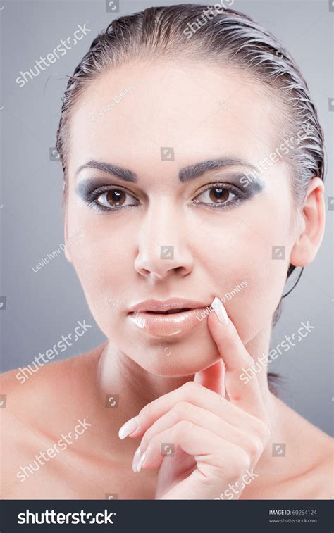 Passionate Brunette Woman Holding Finger Near Stock Photo Shutterstock