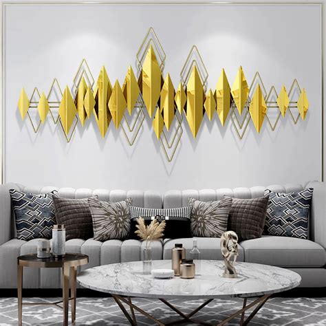 D Luxury Geometric Metal Wall Decor With Overlapping Gold Rhombus