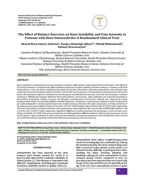 Oa Knee | PDF | Osteoarthritis | Balance (Ability)