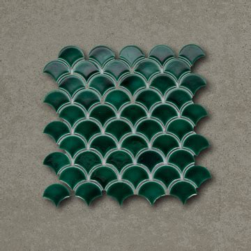 Fish Scale Mosaic Green Handmade Porcelain Tile