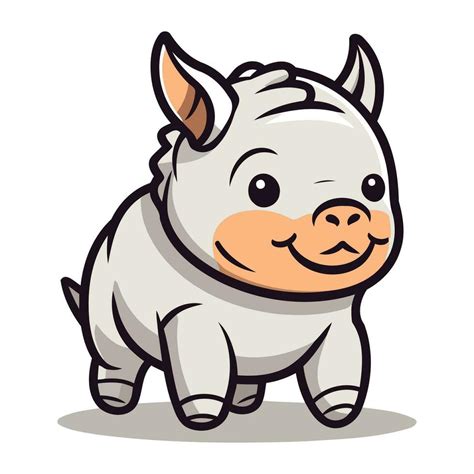 Cute Cartoon Rhinoceros Animal Character Vector Illustration. 33285069 ...