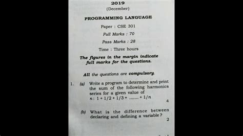 C Programming Question Papers 2017 2019 Important Questions Of