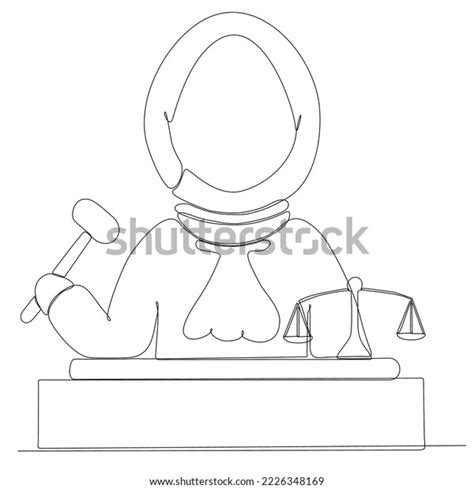 Continuous Line Drawing Judge Holding Hammer Stock Vector (Royalty Free) 2226348169 | Shutterstock