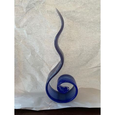 Sold Price Murano Art Style Glass Abstract Swirl Ribbon Sculpture Blue Ombre Purple 15 1 4