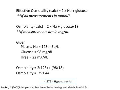 Ppt Osmolality Calc X Na Glucose Urea If All Measurements