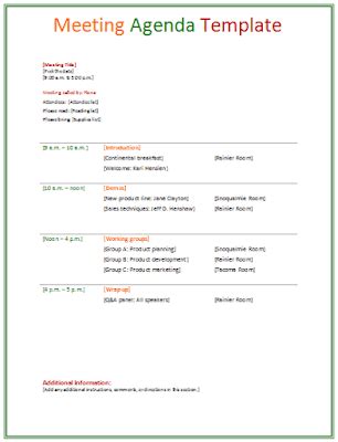 Free Business Meeting Agenda Templates Project Inside Management