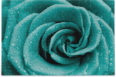 Wellsay Turquoise Rose Jigsaw Puzzles For Adults 500 Piece Puzzles For