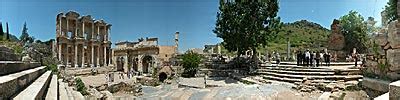 Fahrradtour Türkische Ägäis QTVR Panorama an der Celsus Bibliothek in