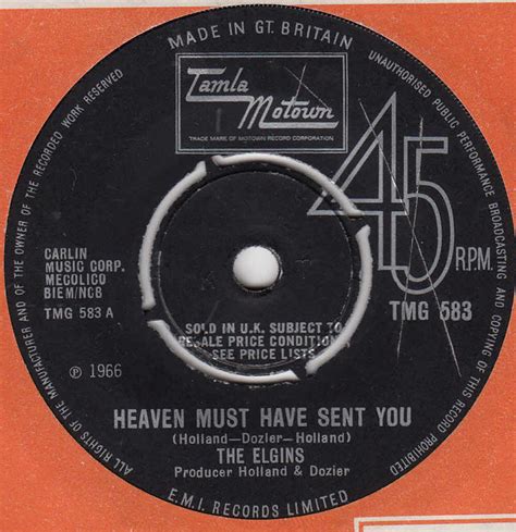 The Elgins - Heaven Must Have Sent You (1966, 4 Prong Centre, Vinyl ...