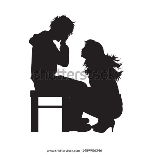 Vector Silhouette Mother Her Crying Son Stock Vector (Royalty Free ...