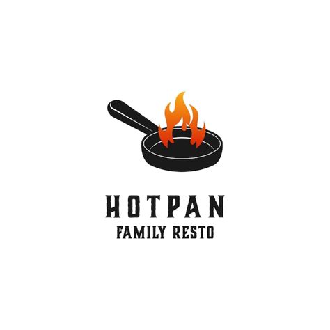 Premium Vector Fire Flame Hot Frying Pan Cooking Logo Vector Design Template