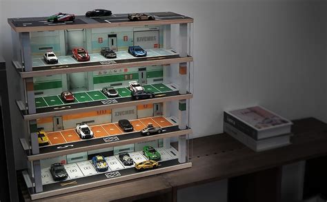 Kivcmds Display Case For Hot Wheels Matchbox Cars Scale Model Cars Diorama Parking Garage
