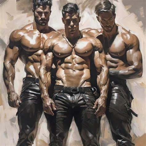 Nude Male Gay Throuple Digital Art AI Generated Oil Etsy