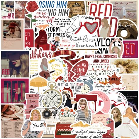 10 30 50pcs Set Red Fearless Swift Cartoon Taylor Singer Album Graffiti