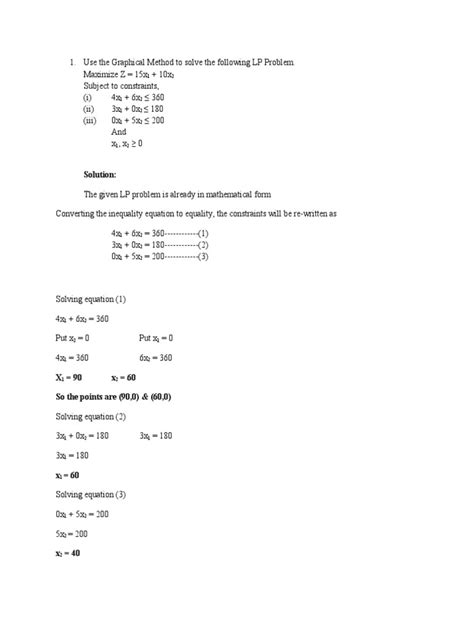 Graphical Method | PDF | Equations | Mathematical Optimization