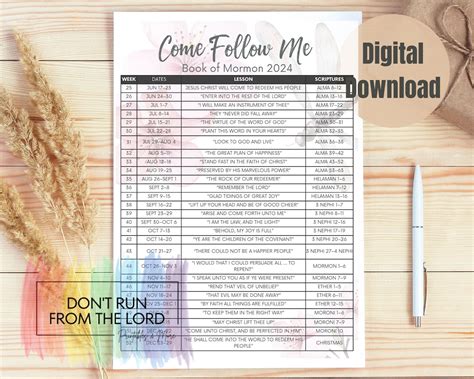 Come Follow Me Lesson Schedule For Lds Church Printable And