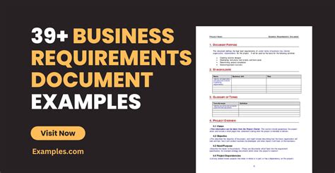 Free Printable Business Requirements Document Brd Off