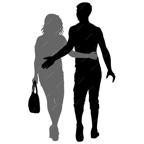 Premium Vector Silhouette Man And Woman Walking Hand In Hand