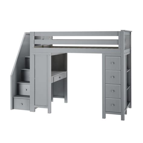 Chester Grey Loft Bunk Bed Stairs Desk Storage